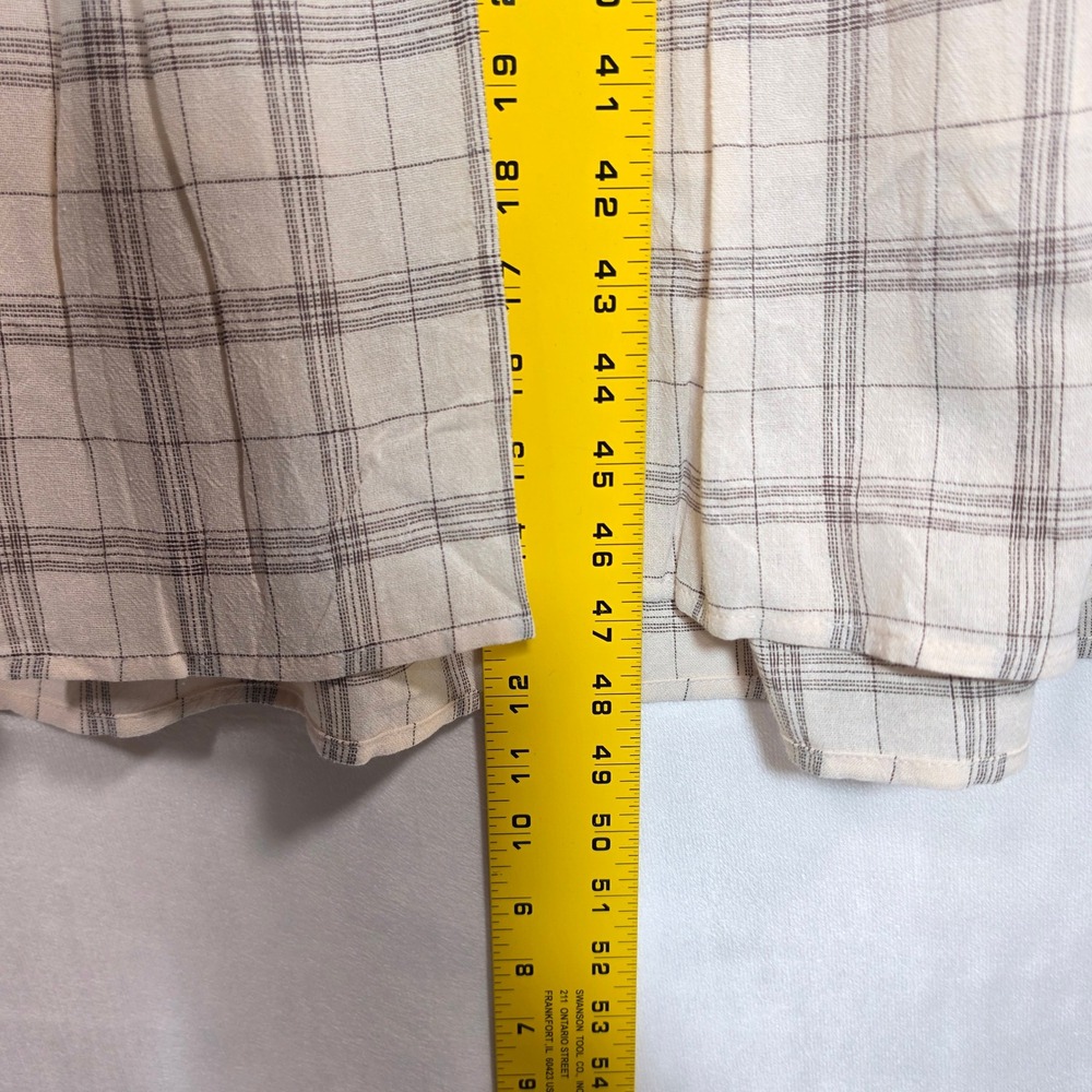 Tea n Rose Plaid Dress Womens Medium Cream Cottagecore Boho Minimalist Academia - Picture 6 of 16